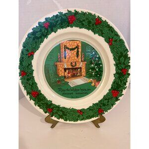 Burleigh Christmas Memories 11” Charger Plate Fireplace Christmas Tree Holly